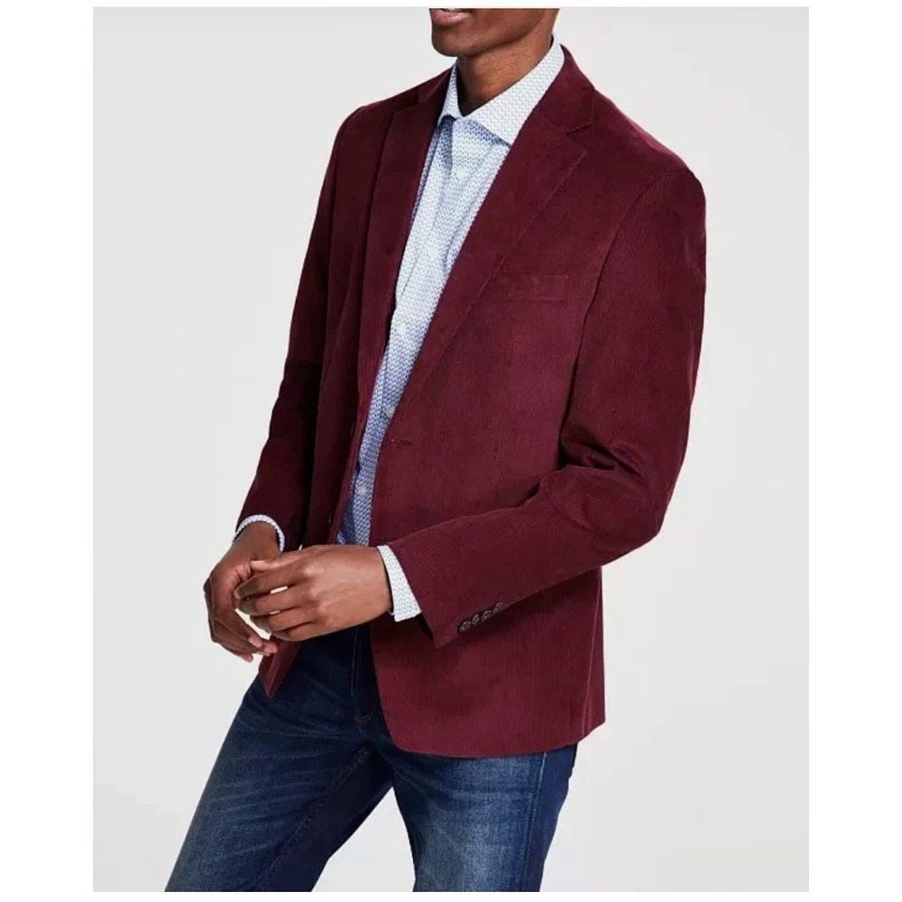 Michael Kors Blazer Corduroy Burgundy Two Button Stretch Cotton 44R Sport Coat